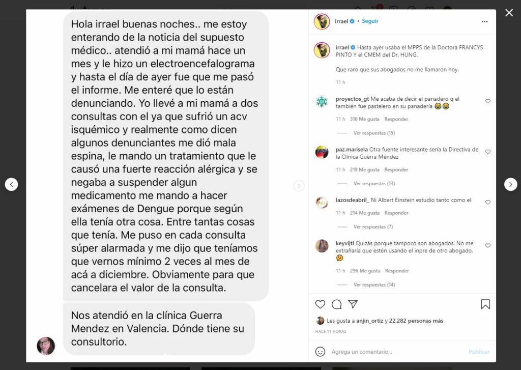 Instagram Irrael Gómez reacciones Charinga