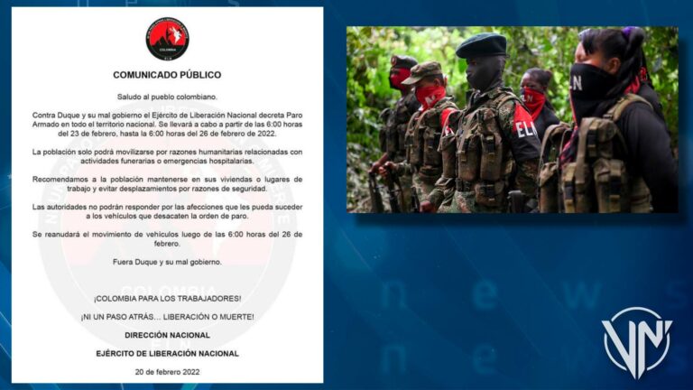 Colombia: ELN llama a paro armado nacional contra gobierno de Duque