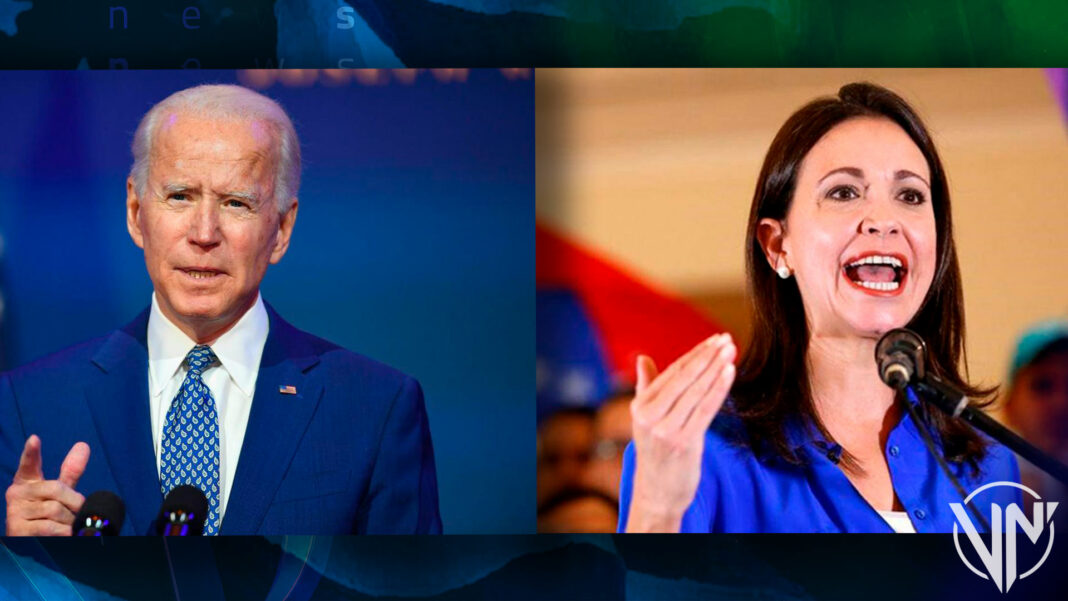 María Corina Machado habla sobre el abandono de Biden