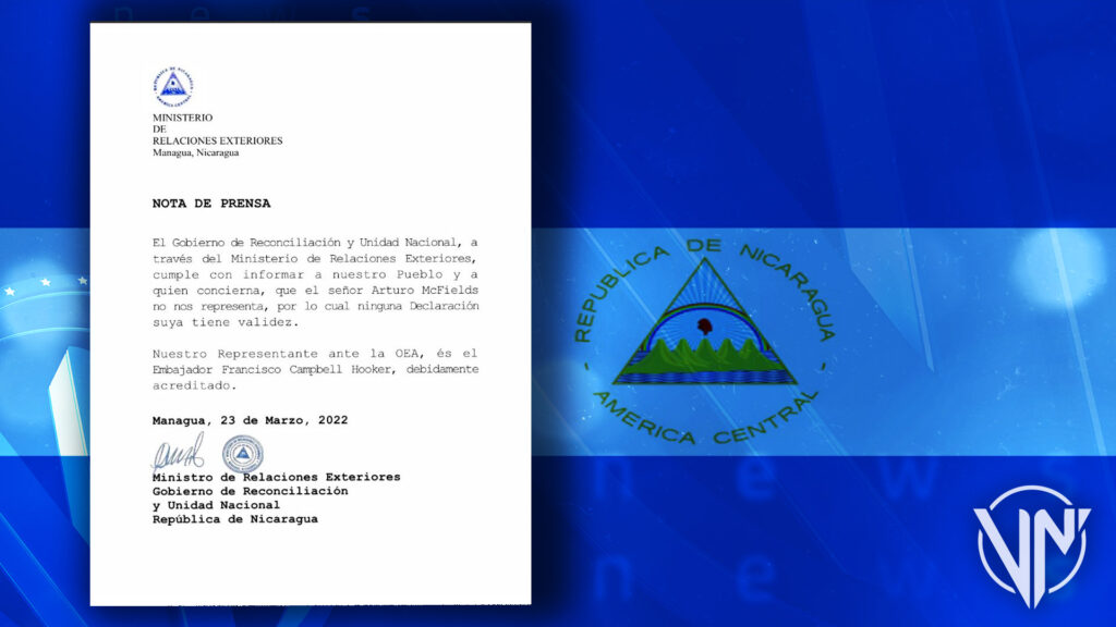 Nicaragua desmiente que Arturo McFields sea su embajador ante la OEA