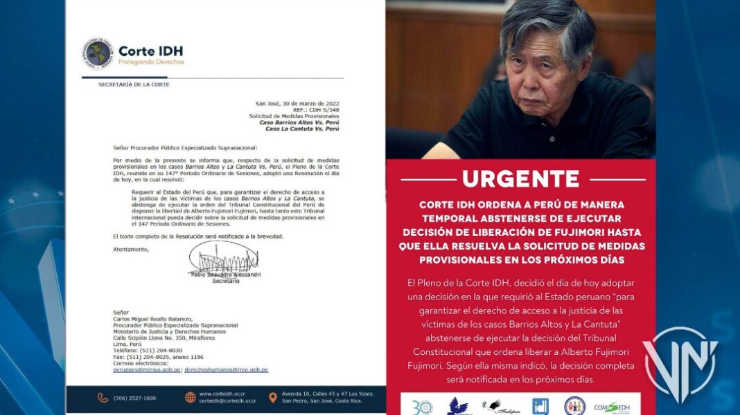 Corte Interamericana de Derechos Humanos prohíbe liberación de Fujimori