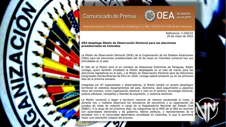 OEA despliega Misión de Observación Electoral para presidenciales de Colombia