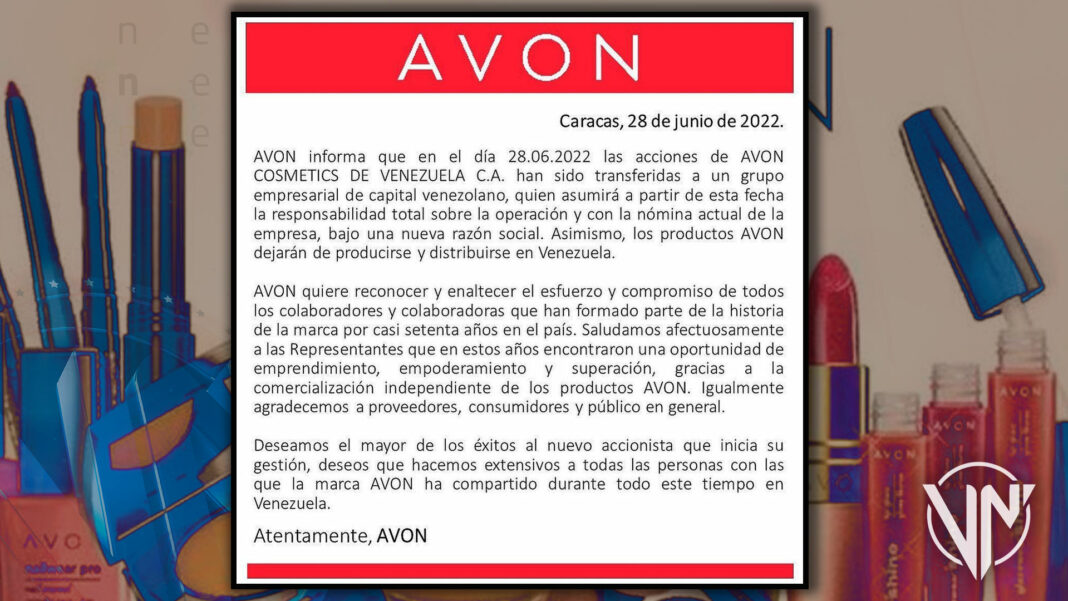 Avon anunció el cese de operaciones en Venezuela (+Comunicado)