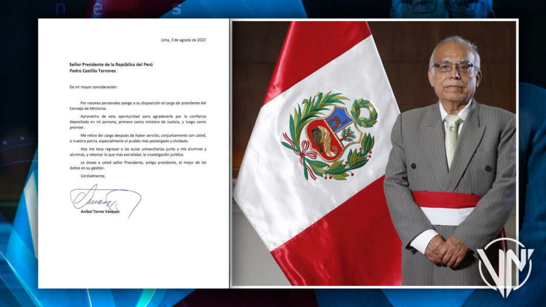 Renuncia presidente del Consejo de Ministro de Perú