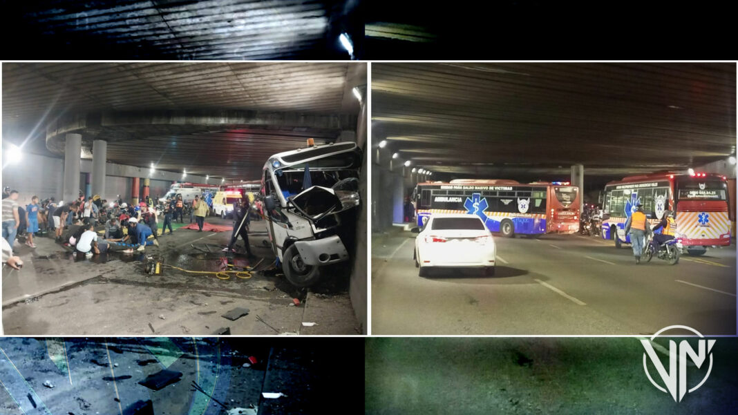 19 heridos tras accidente de autobús en el túnel de la avenida Bolívar
