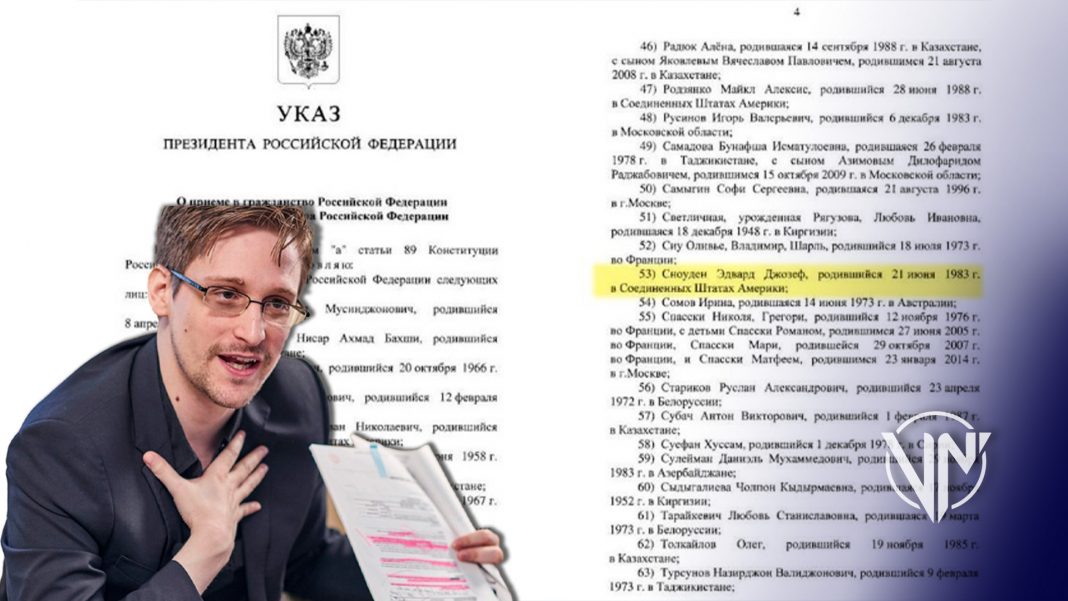 Rusia le concede la ciudadanía rusa a Edward Snowden