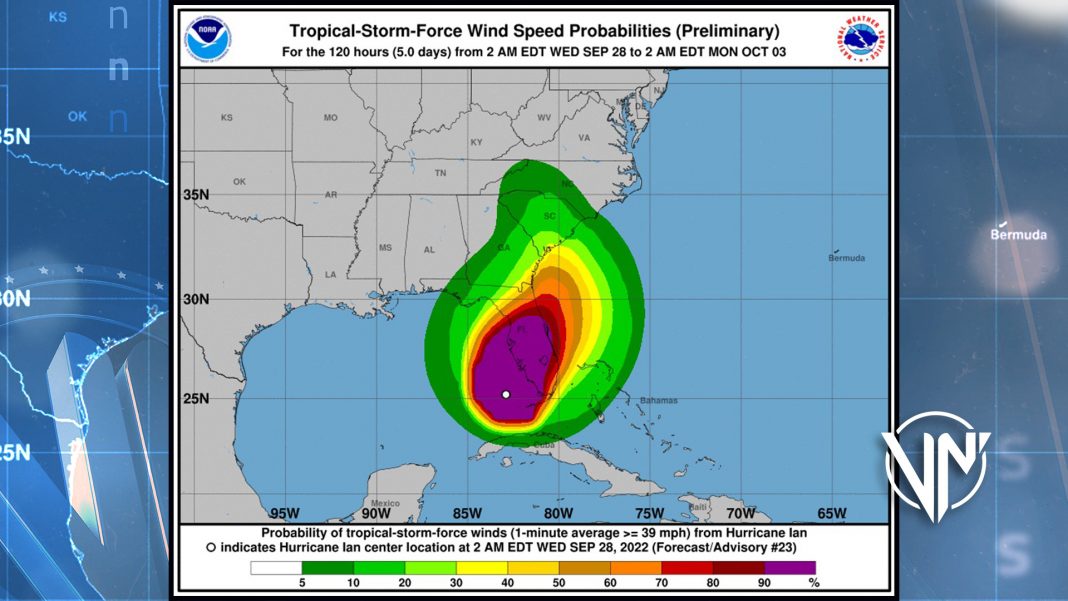 Huracán IAN roza la categoría 5 y llegará a Florida con vientos de 250 km/h