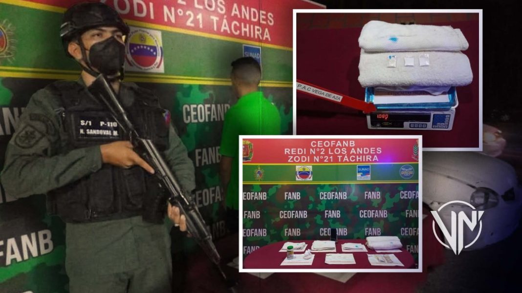 FANB detuvo una persona en Táchira por microtráfico de cocaína