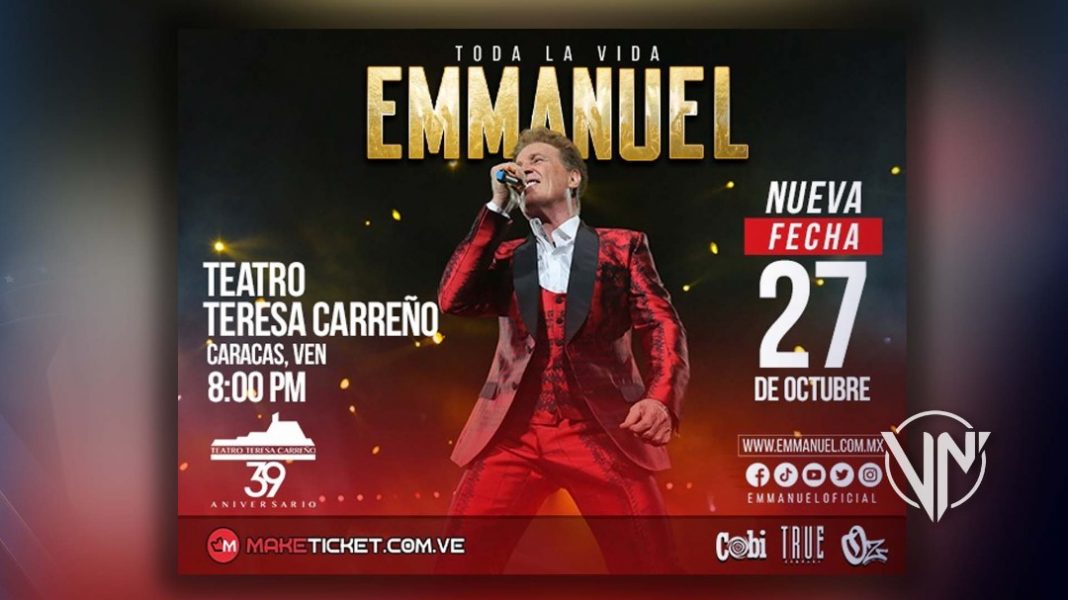 Faltan 4 días para el concierto de Emmanuel en Venezuela (+Precios)