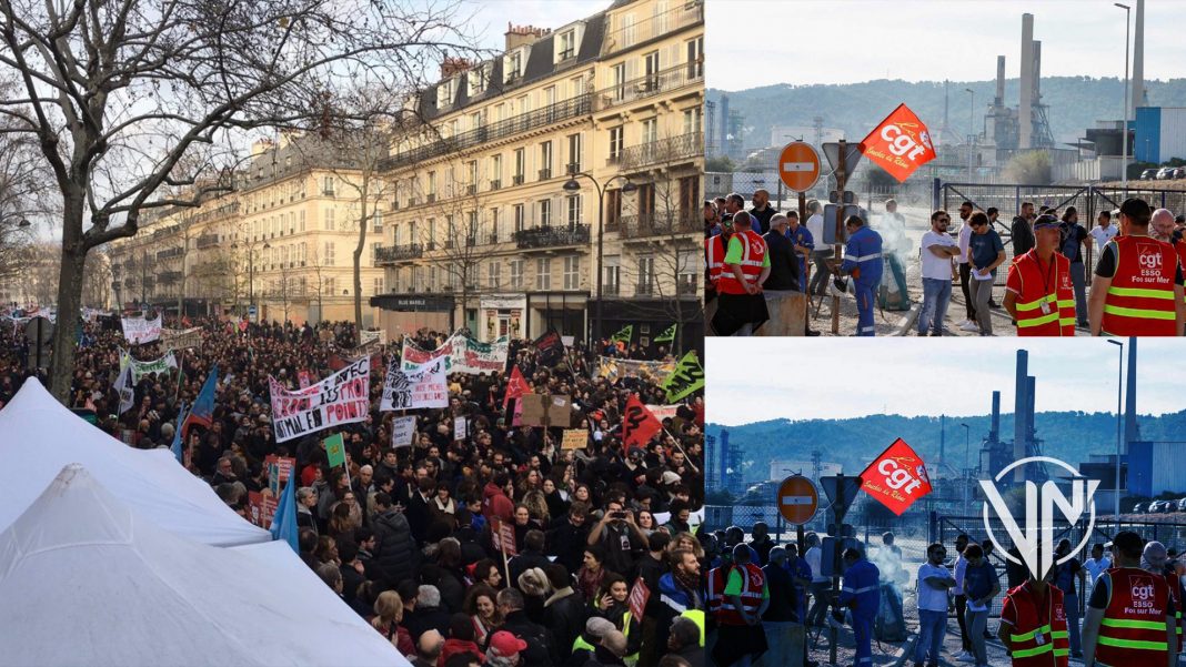 Francia se alza masivamente en huelga general contra Emmanuel Macron