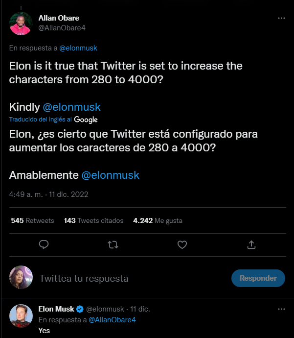 Twitter caracteres