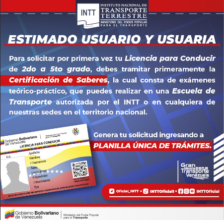 INTT licencia requisito