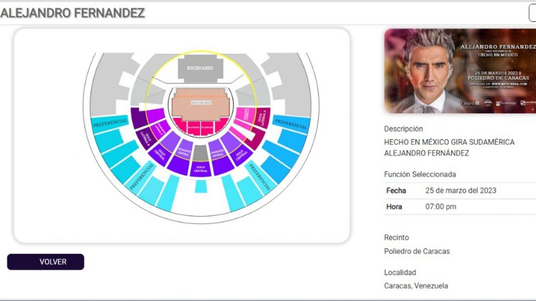 Estos son los precios para el concierto de Alejandro Fernández en Caracas