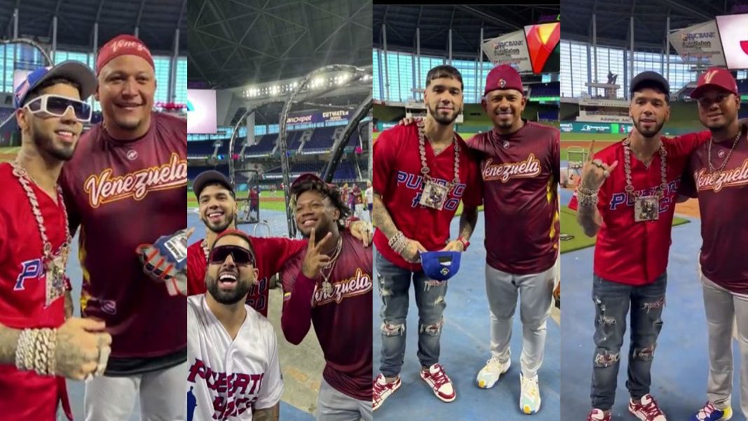 Anuel AA conoció a peloteros venezolanos en el Clásico Mundial de Béisbol (+Video)
