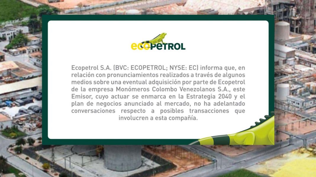 Ecopetrol se pronuncia sobre compra de Monómeros a Venezuela