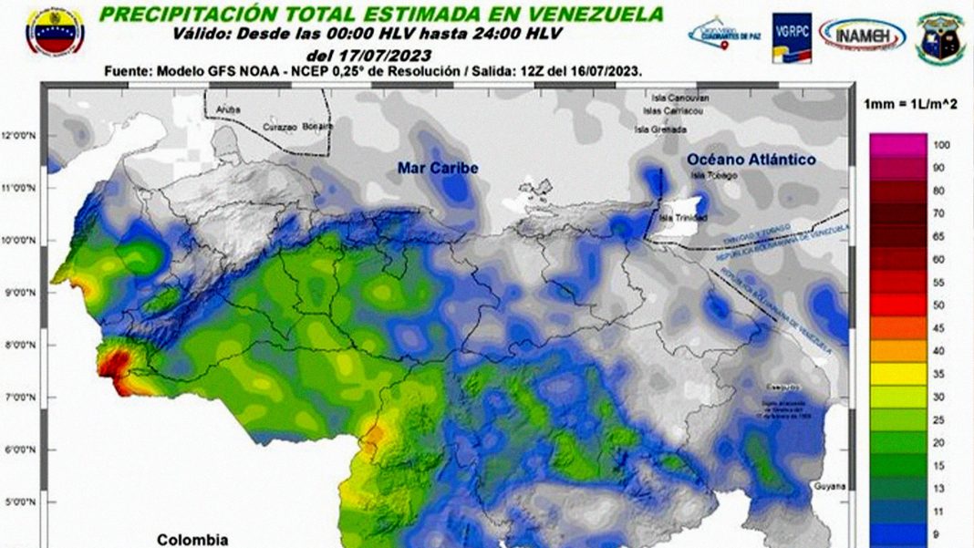 Esto pronostica el INAMEH para hoy lunes 17 de julio