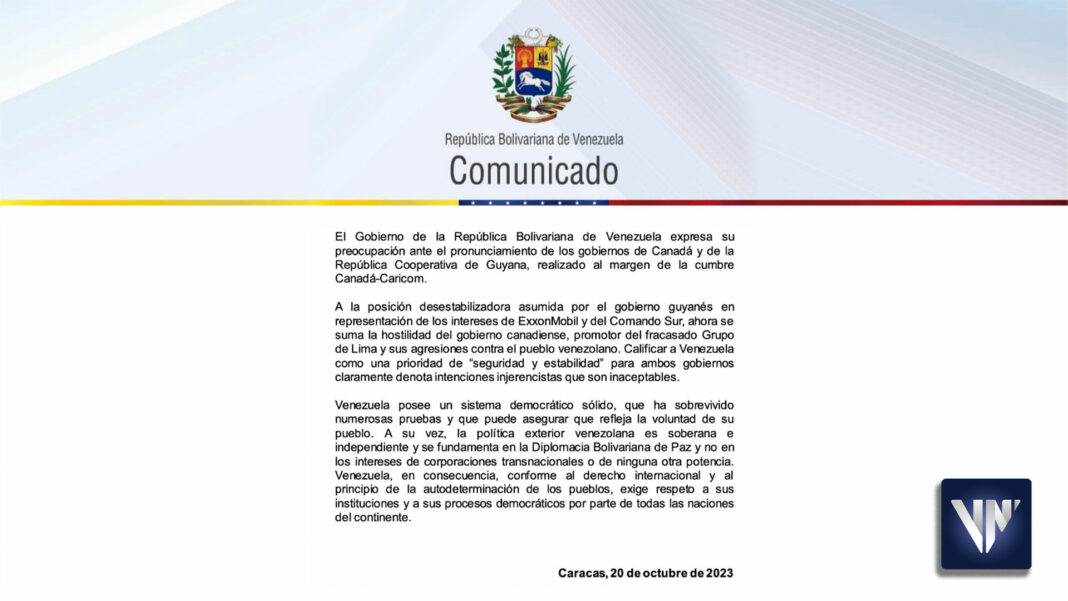 Venezuela Gobiernos Canadá Guyana