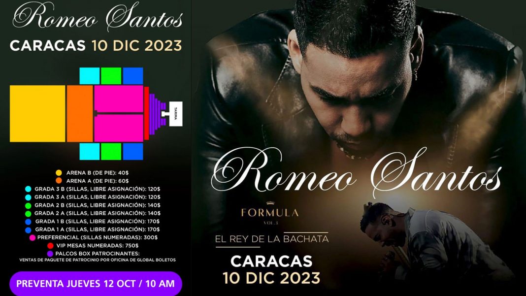 Precios de las entradas al concierto de Romeo Santos en Caracas