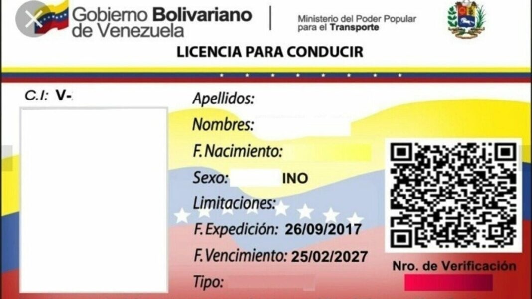 Licencia conducir INTT nueva