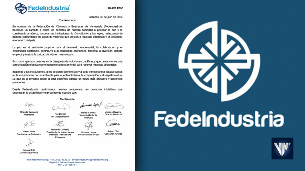 Fedeindustria comunicado paz