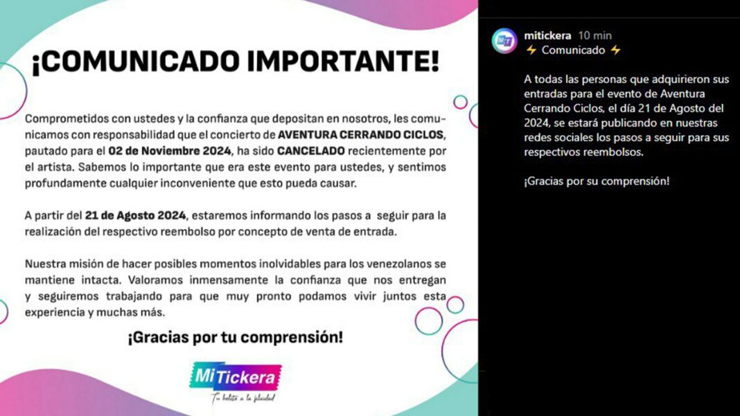 Aventura suspende concierto en Caracas (+Comunicado)