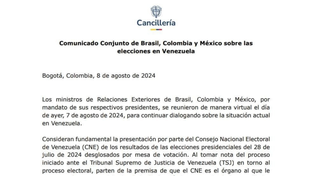 Comunicado conjunto Brasil Colombia México Venezuela