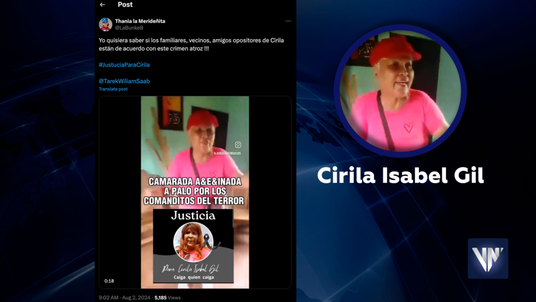 Bolívar crimen de odio Cirila Isabel Gil