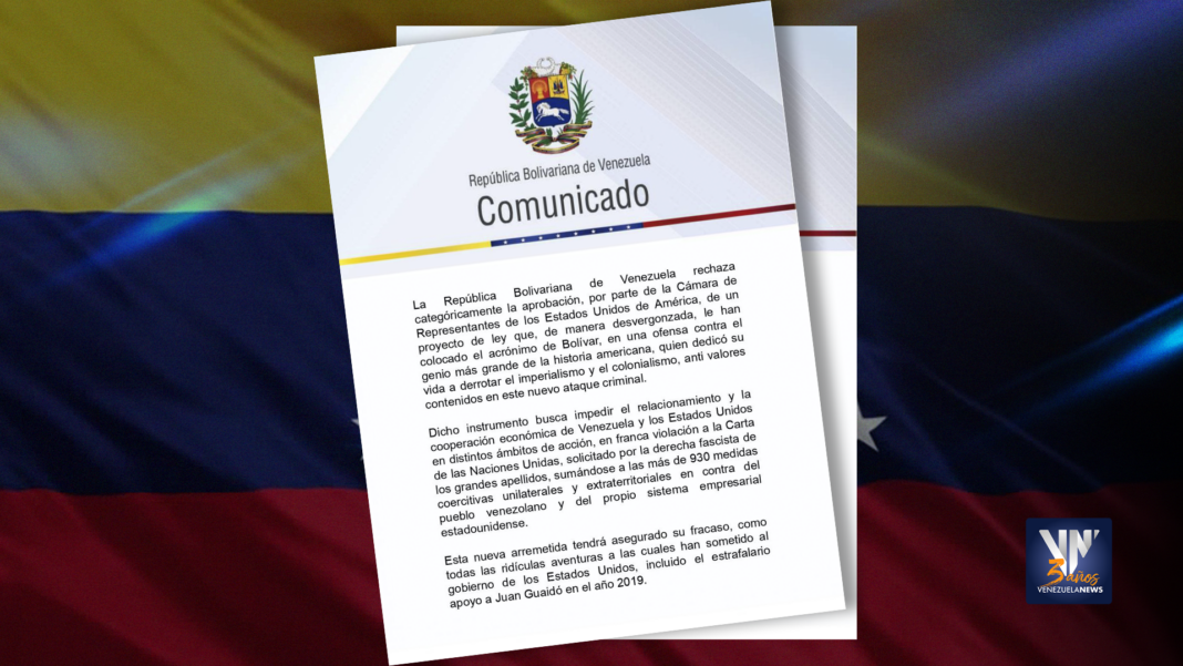 Yvan Gil Venezuela comunicado EEUU