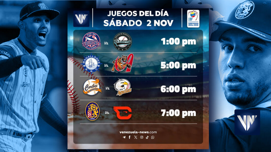 Juegos beisbol LVBP sábado 2 noviembre