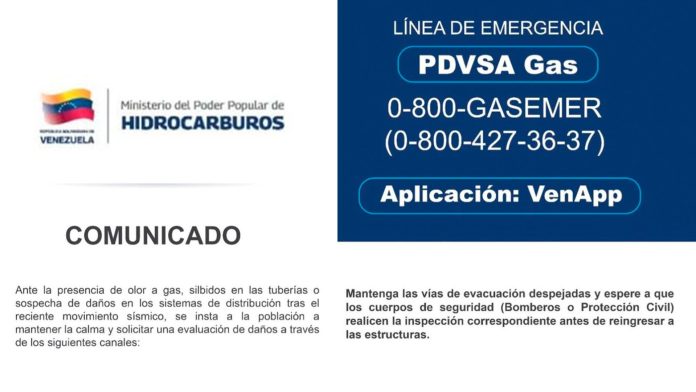 Fugas de gas sismos Venezuela