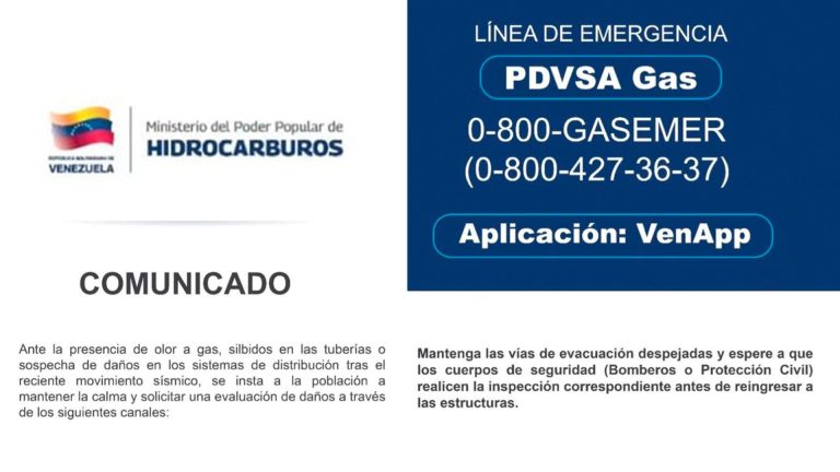 Fugas de gas sismos Venezuela