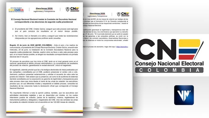 CNE Colombia Comisión Escrutinio Nacional resultados segunda vuelta
