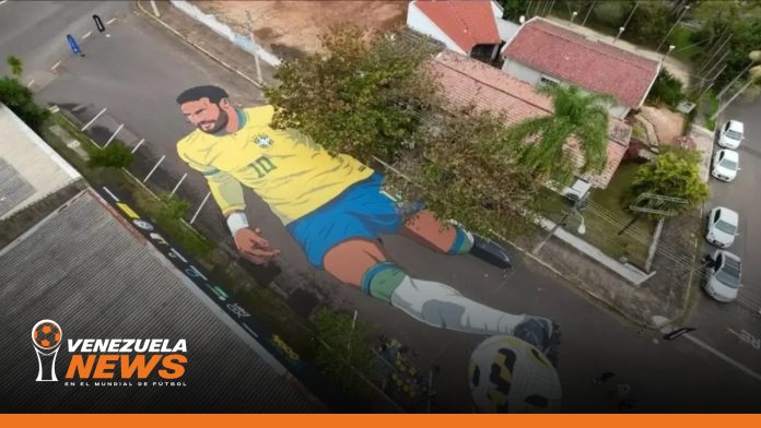 Revelan mural de Neymar de 850 metros cuadrados para apoyar a Brasil en el Mundial mural neymar