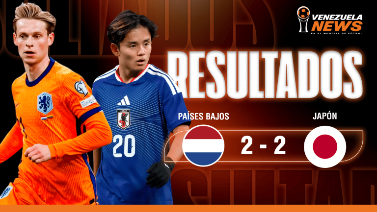 Vibrante empate 2-2 entre Países Bajos y Japón por el grupo F