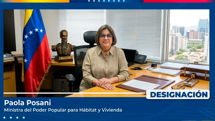 Presidenta (E) Delcy Rodríguez designó a Paola Posani como nueva ministra para Hábitat y Vivienda Hábitat y Vivienda Presidenta (E) Delcy Rodríguez Paola Posani c