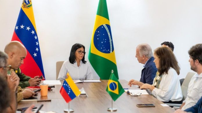Presidenta (E) Delcy Rodríguez sostiene encuentro con ministro de Defensa de Brasil, José Múcio Delcy Rodríguez ministro defensa Brasil