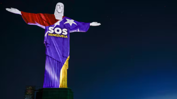Cristo Redentor Brasil Venezuela R&iacute;o de Janeiro Bandera de Venezuela Solidaridad Internacional SOS Venezuela Santuario del Cristo Redentor Terremotos