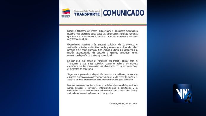 Ministerio de Transporte se une al duelo nacional por víctimas de los terremotos Ministerio de Transporte se une al duelo nacional por víctimas de los terremotos